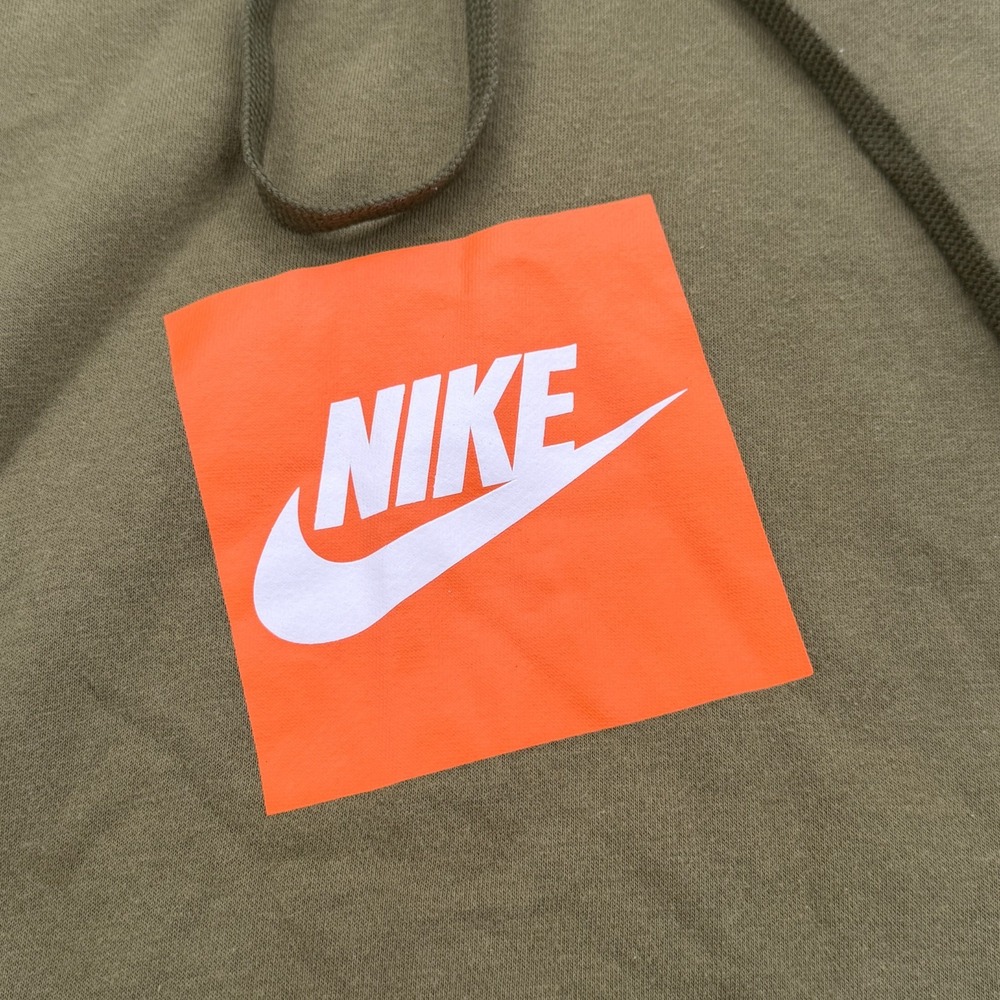 Nike Hoodie Mens Extra Large XL Olive Green Box Logo Center Swoosh Sweatshirt - Picture 4 of 14